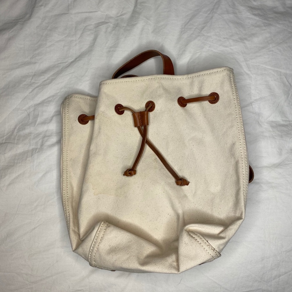 Madewell cream canvas backpack w leather straps